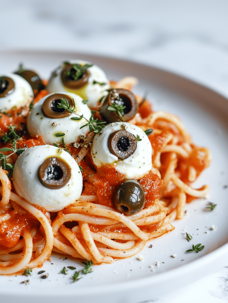 Spooky-Stylish Halloween Eyeball Pasta with Meatball ‘Eyeballs’
